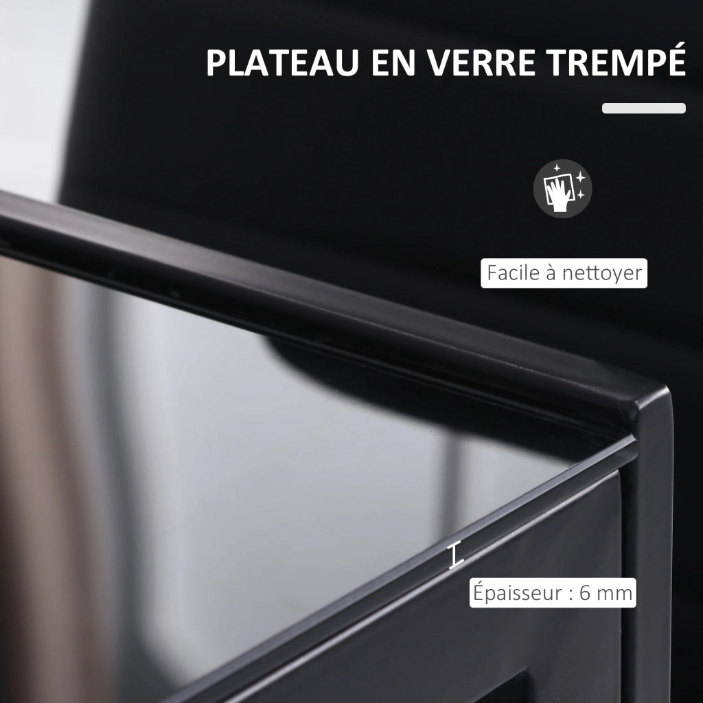 Tavolo da pranzo allungabile per 4 persone ¨C zephmum ¨C nero vetro temperato metallo 120x60x75