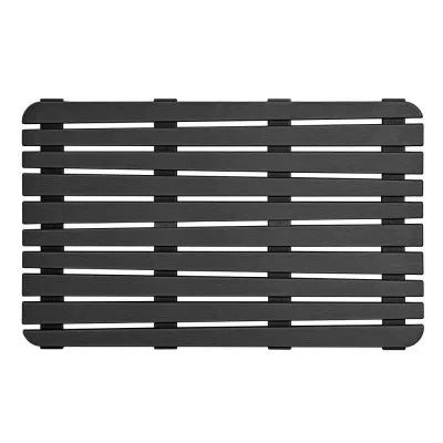 Pedana doccia antiscivolo 80x50 cm nero con effetto legno in plastica