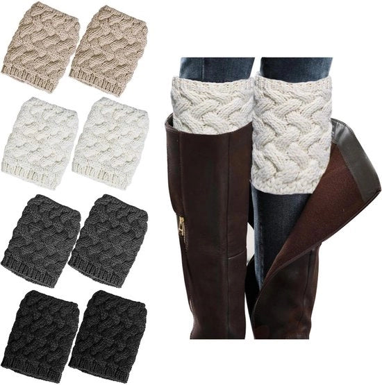 Set di 4 Pair di Calzettoni in Lana a Maglia Calda