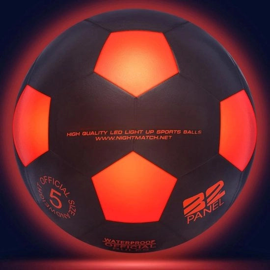 Bal da Gioco con Effetto Holografico LED - Bal da Gioco con Effetto Luminoso per Divertimento - 2 LED - Dimensione 5 - Nero e Arancione