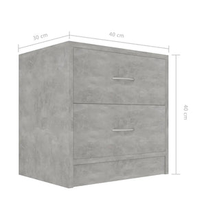 Comodino Grigio Cemento 40x30x40 cm in Legno Multistrato 801043