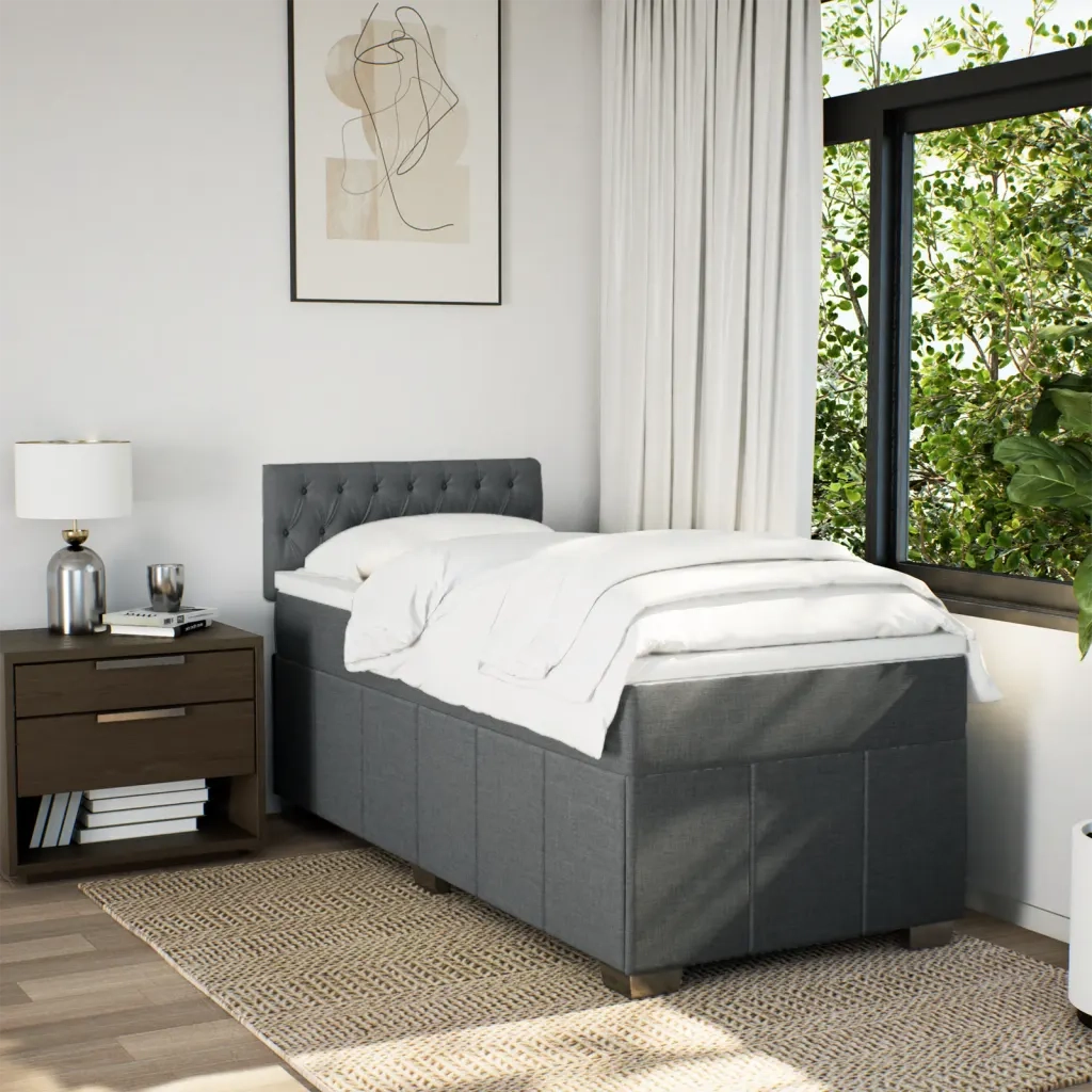 Giroletto a Molle con Materasso Grigio Scuro 90x200 cm Tessuto 3286959