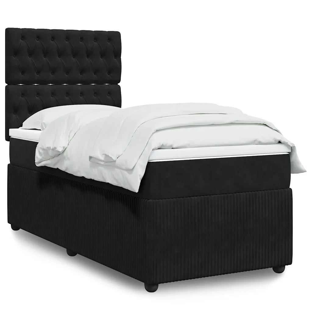Giroletto a Molle con Materasso Nero 90x200 cm in Velluto