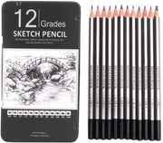 Set di matite grafite professionale 12 pezzi - set di matite da disegno - matite da schizzo - sensazione di scrittura morbida - legno di abete di alta qualità - facile da trasportare