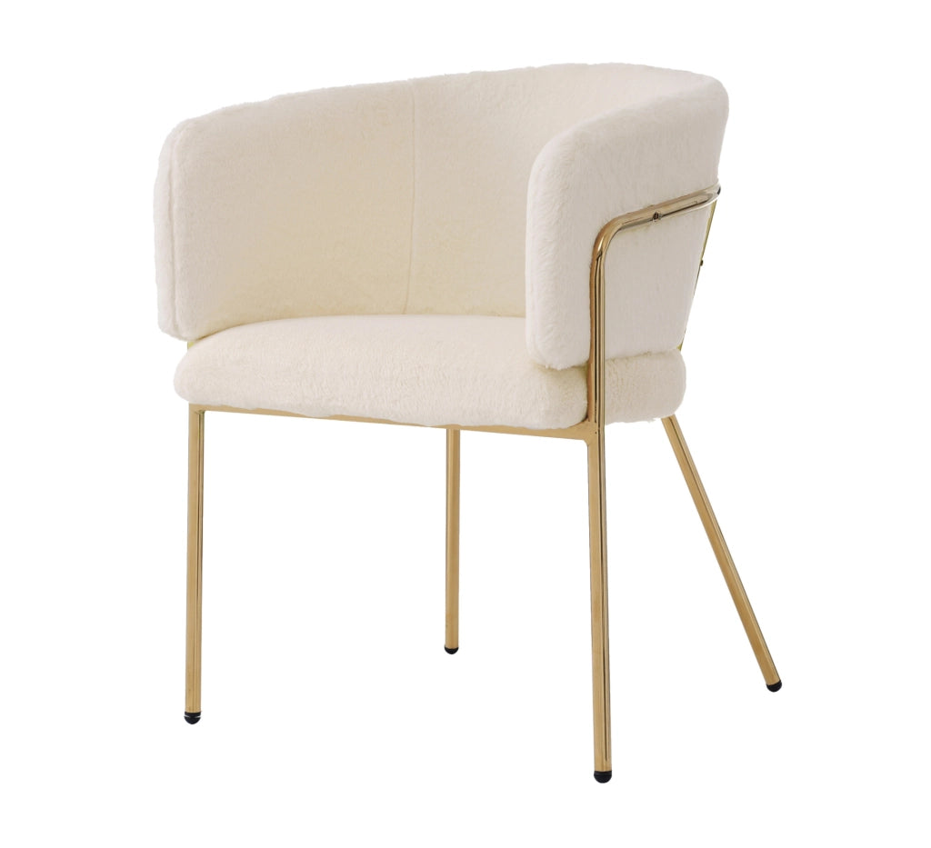 Sedia relax con design leggero di lusso in pelliccia sintetica bianca