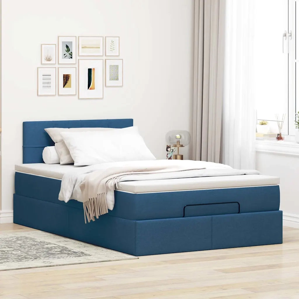 Pouf Letto con Materasso e LED Blu 120x190cm in Tessuto 3312297