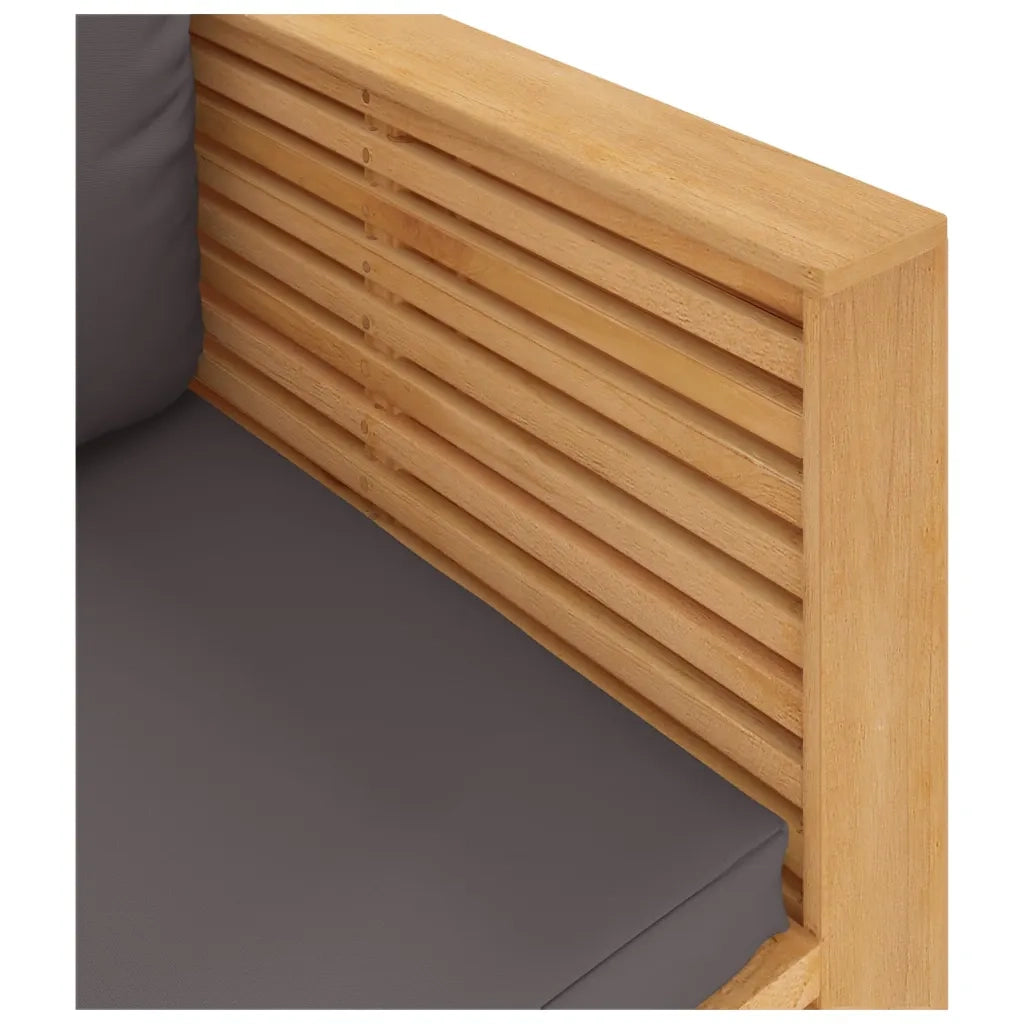 Divano da Giardino Cuscini Grigio Scuro Legno Massello di Teak