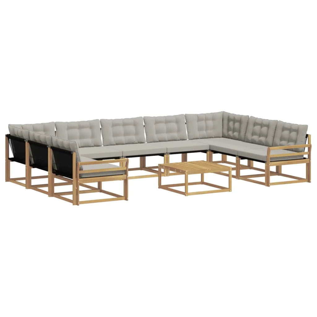 Set di divani da esterno 10 pcs Bianco e Grigio Chiaro