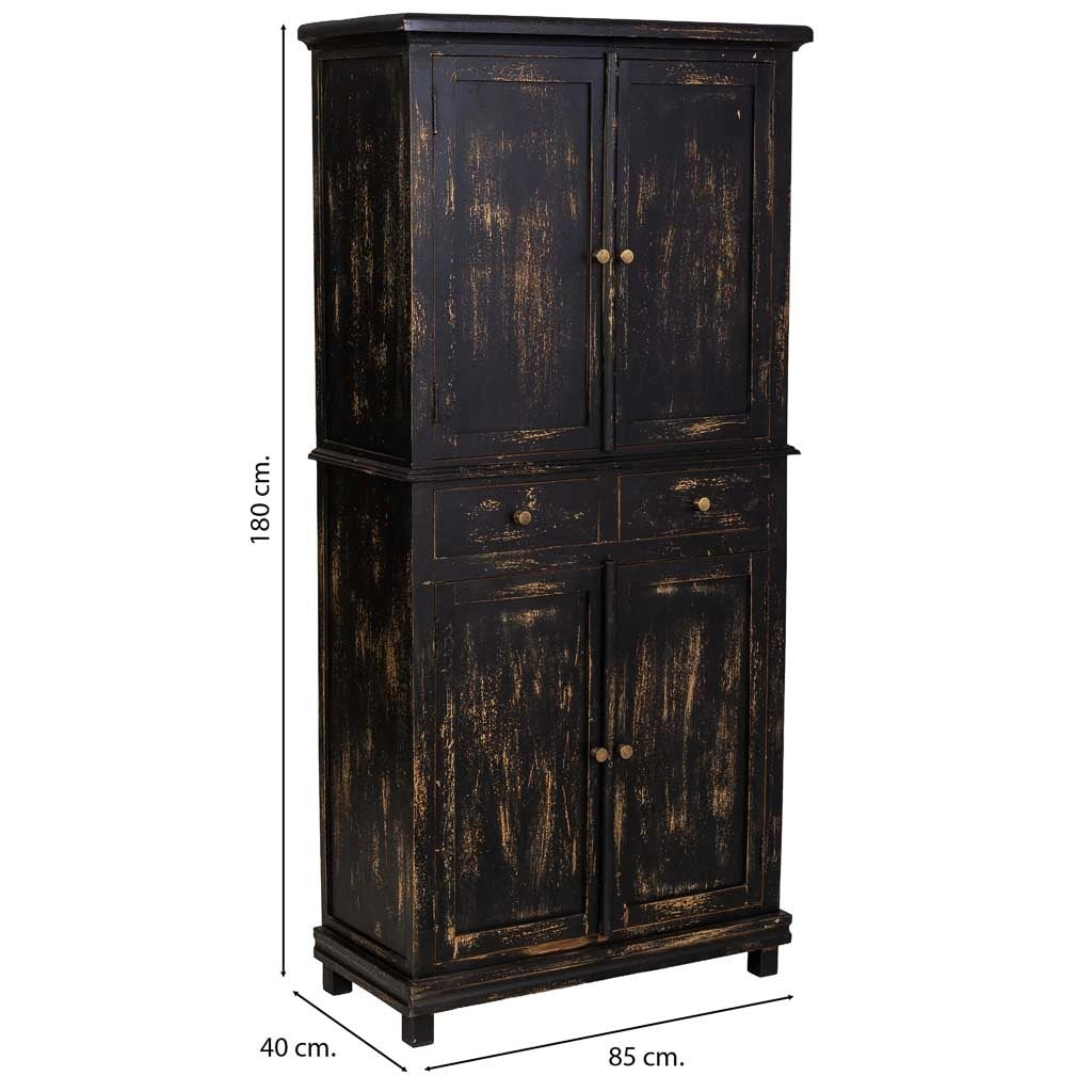 Armadio in legno nero fatto a mano 85x40x180h cm