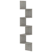 Scaffale Angolare a Muro | Mensola a parete Grigio Cemento 19x19x123cm Multistrato