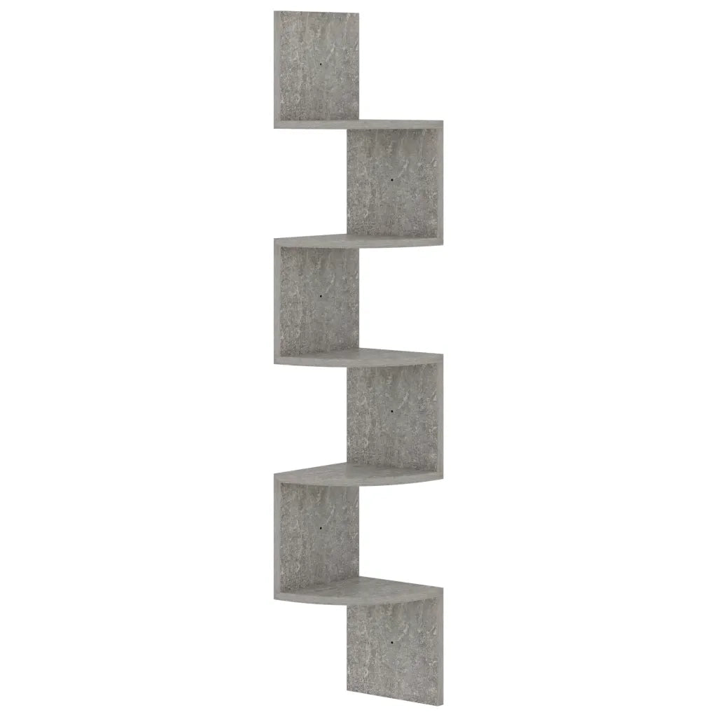 Scaffale Angolare a Muro | Mensola a parete Grigio Cemento 19x19x123cm Multistrato
