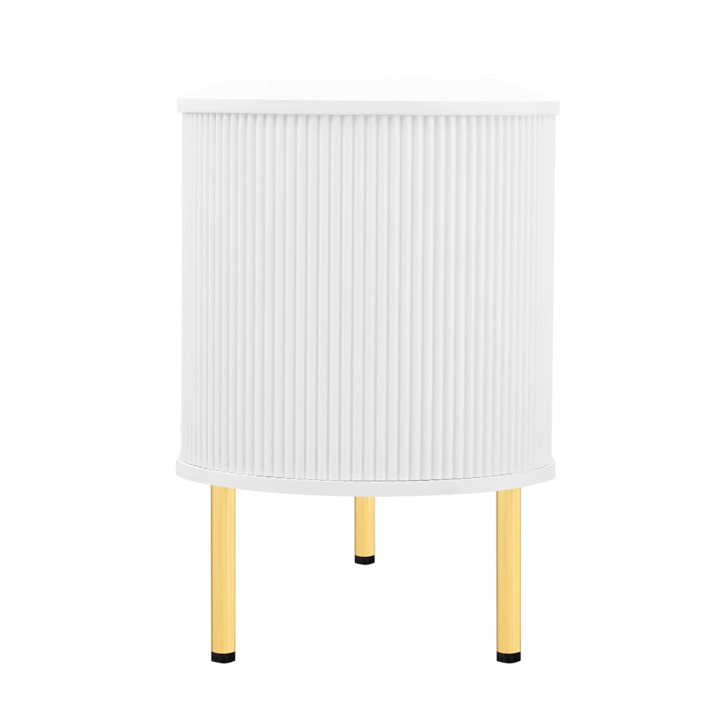 Mobile TV 170x35x55 cm; ante in vetro e passacavi; MDF bianco oro