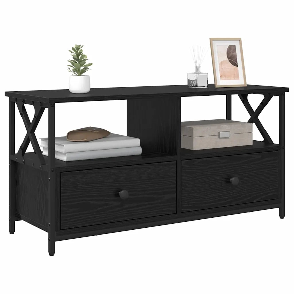 Mobile TV con cassetto-Credenza TV-Console TV Rovere Nero 90 x 33 x 45 cm