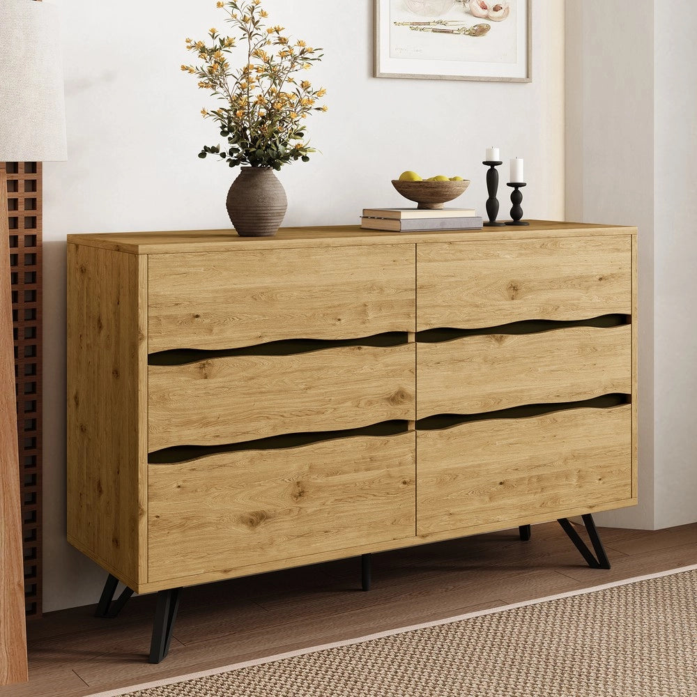 Credenza con 6 Cassetti ¨C MINIMAL ¨C Legno, Metallo, 120x40x75,5 cm