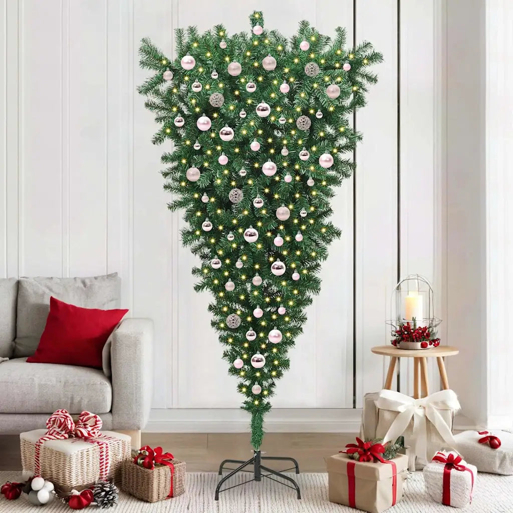 Albero di Natale artificiale preilluminao capovolto con set di palline 3396875