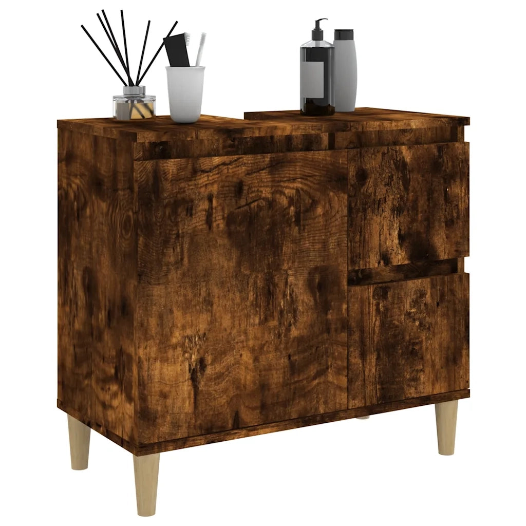 Armadietto Bagno | Armadio da bagno Rovere Fumo 65x33x60 cm in Legno Multistrato