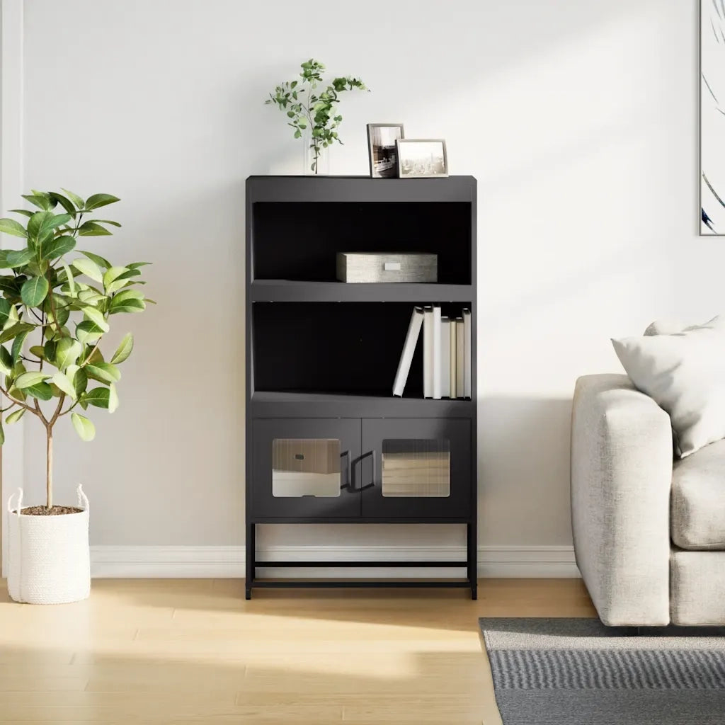 Credenza | Madia | Buffet da pranzo | Armadio da pranzo Nera 68x39x123 cm in Acciaio