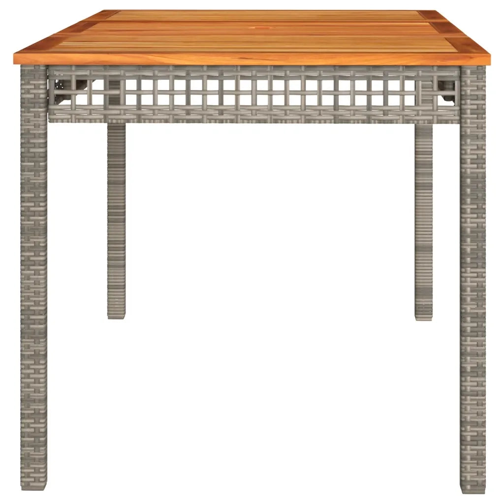 Tavolo da Giardino | Tavolino da esterno Grigio 140x80x75cm Polyrattan e Legno Acacia