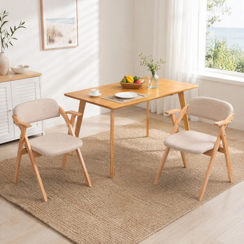SEDIA PIEGHEVOLE CON BRACCIOLI E SEDUTA IMBOTTITA SET DA 2 KHAKI