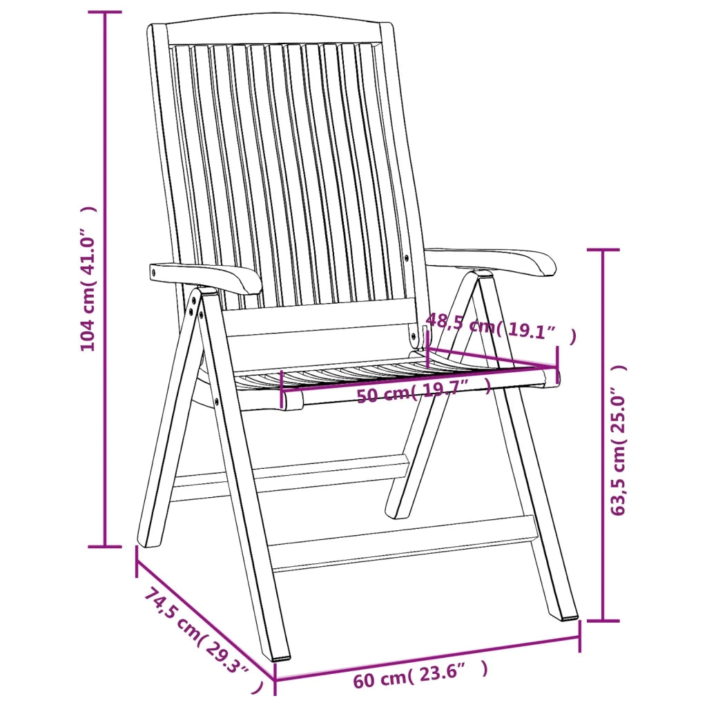 Sedie da Giardino Reclinabili 4 pz in Legno Massello di Teak 3154923