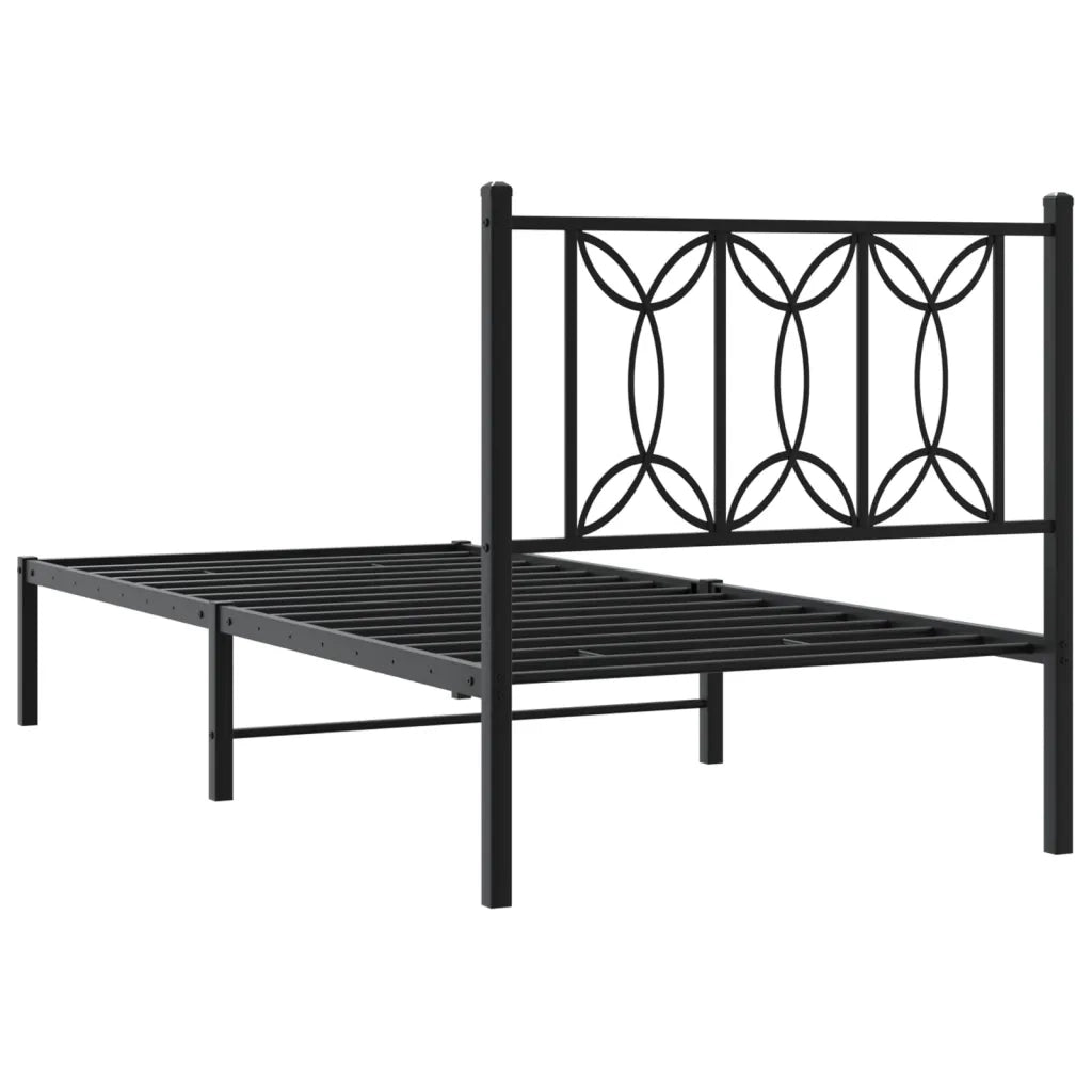 vidaXL Giroletto con Testiera in Metallo Nero 90x200 cm
