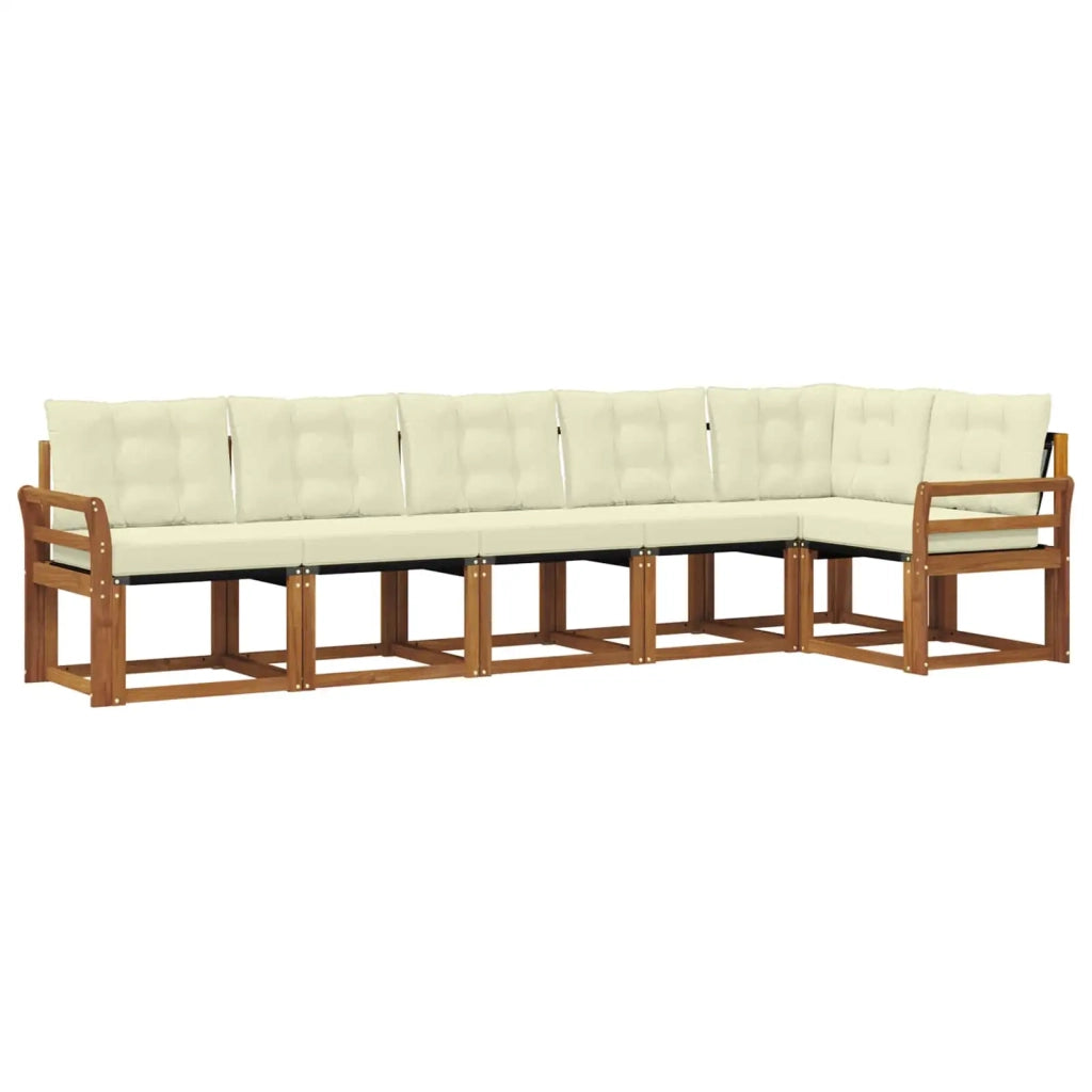 Set di divani da esterno con cuscino 6 pcs Naturale e Crema