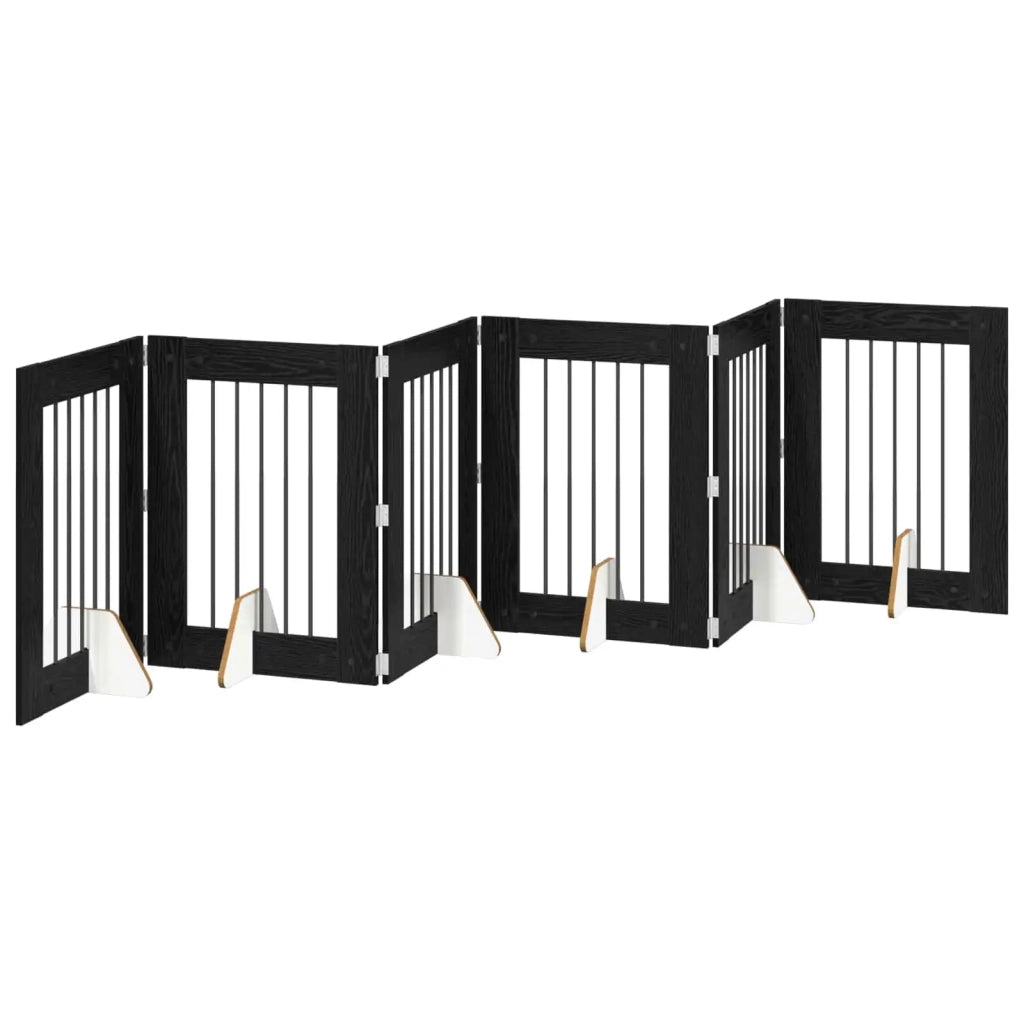 Cancello per cani con supporti 6 pz Rovere Nero 60 x 80 cm CFW3851945