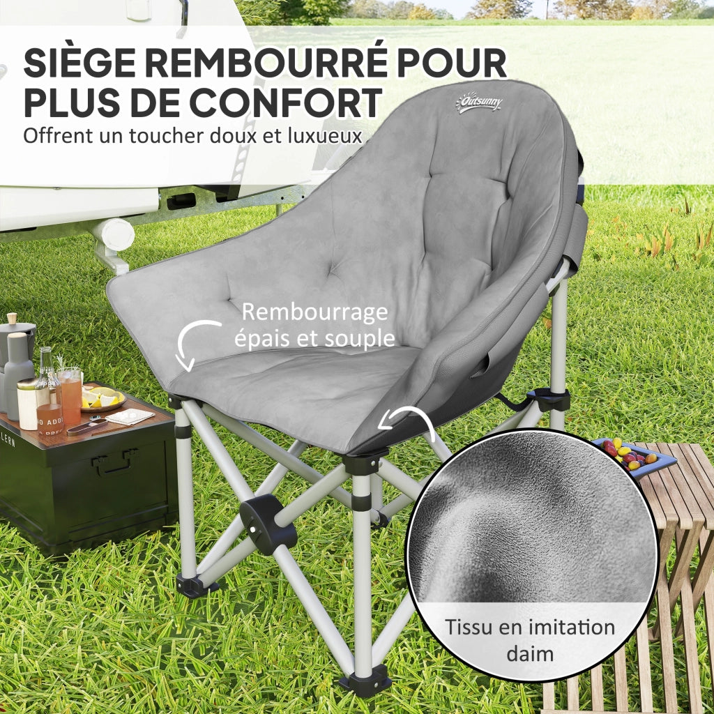 Sedia da Camping Pieghevole Leggera con Seduta Imbottita e Borsa ¨C zephmum ¨C Grigio Scuro