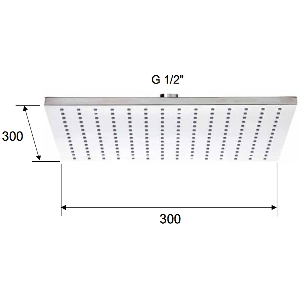 Soffione a pioggia quadrato piatto 30x30 cm