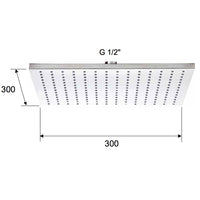 Soffione a pioggia quadrato piatto 30x30 cm
