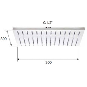 Soffione a pioggia quadrato piatto 30x30 cm