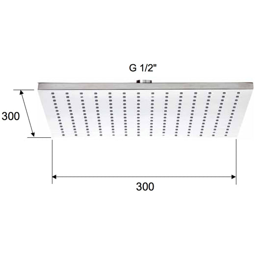Soffione a pioggia quadrato piatto 30x30 cm