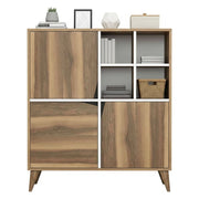 Credenza Barasso, Buffet da soggiorno, Madia da salotto, Dispensa da cucina, 100x30h115 cm, Noce e Bianco