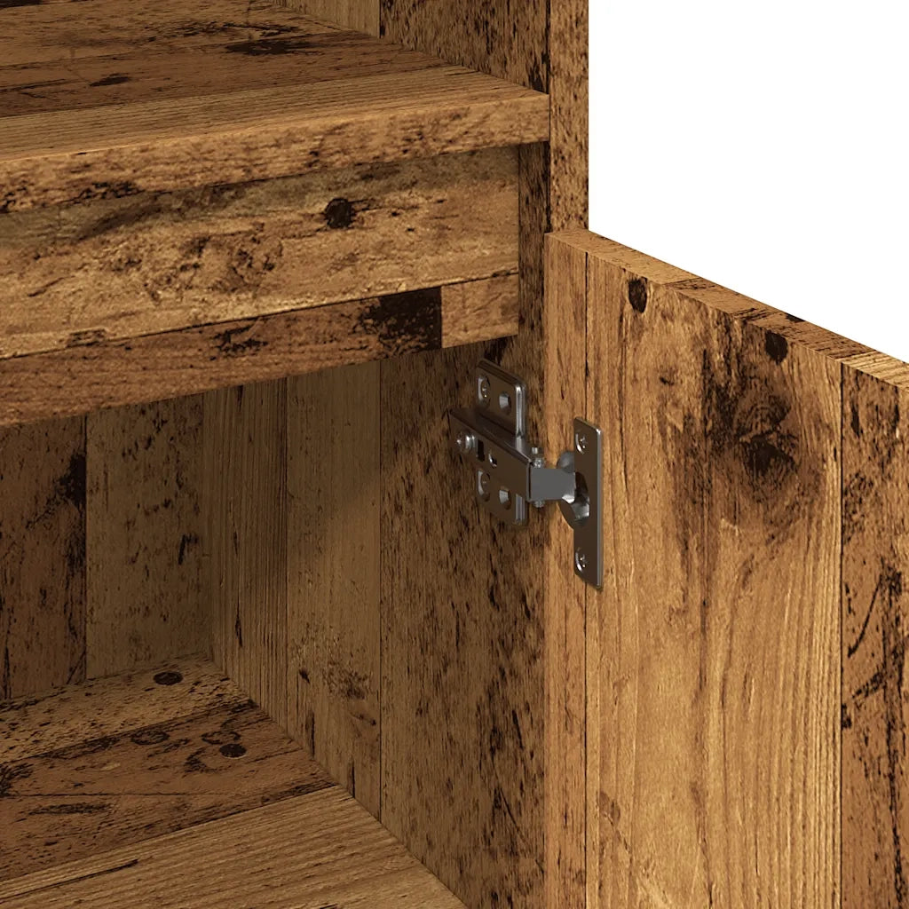 Mobiletto da bagno vintage in legno composito 30 x 30 x 100 cm ampio spazio contenitivo stile industriale finitura effetto legno anticato 02_0051091