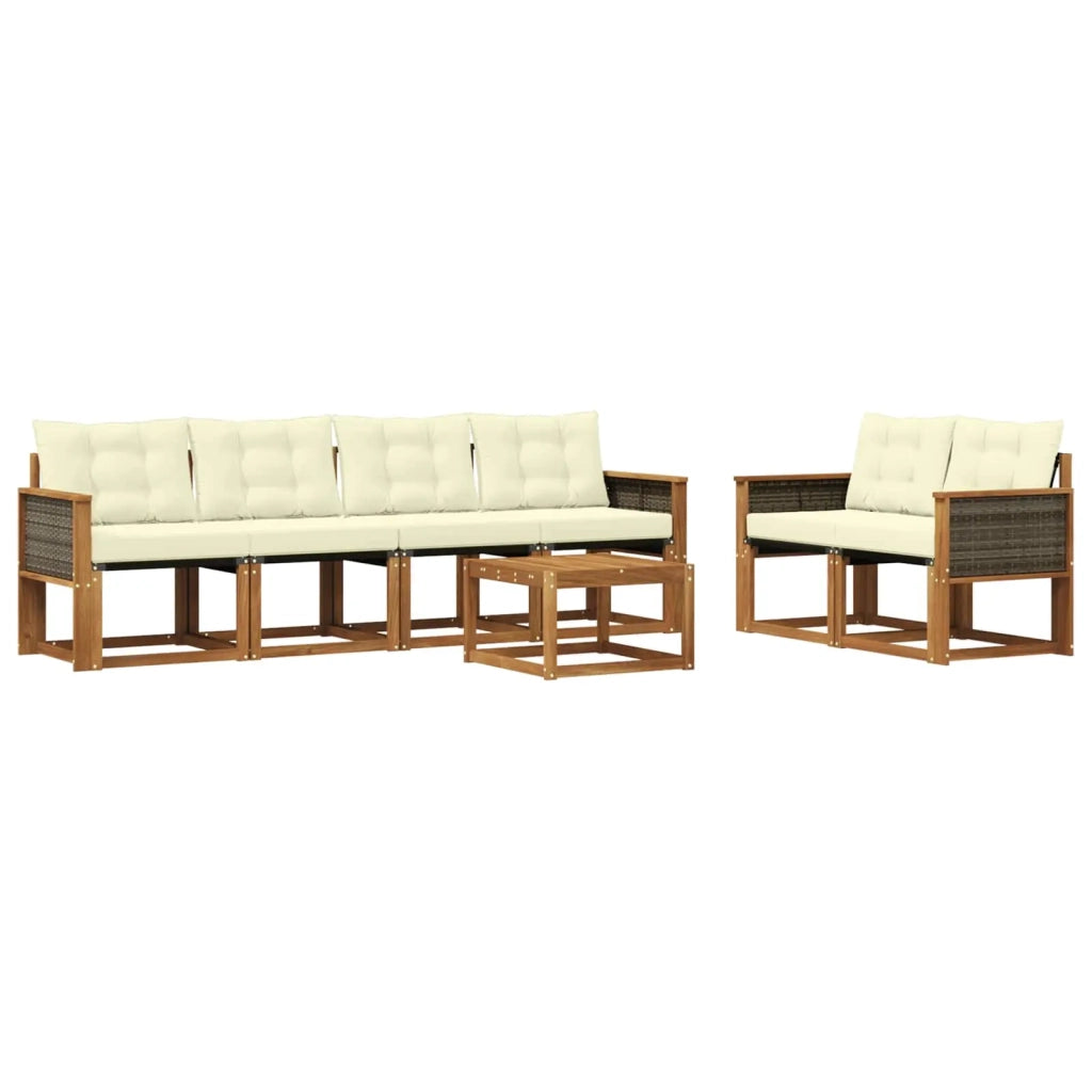 Set di divani da esterno 7 pz Naturale e Crema 3381786