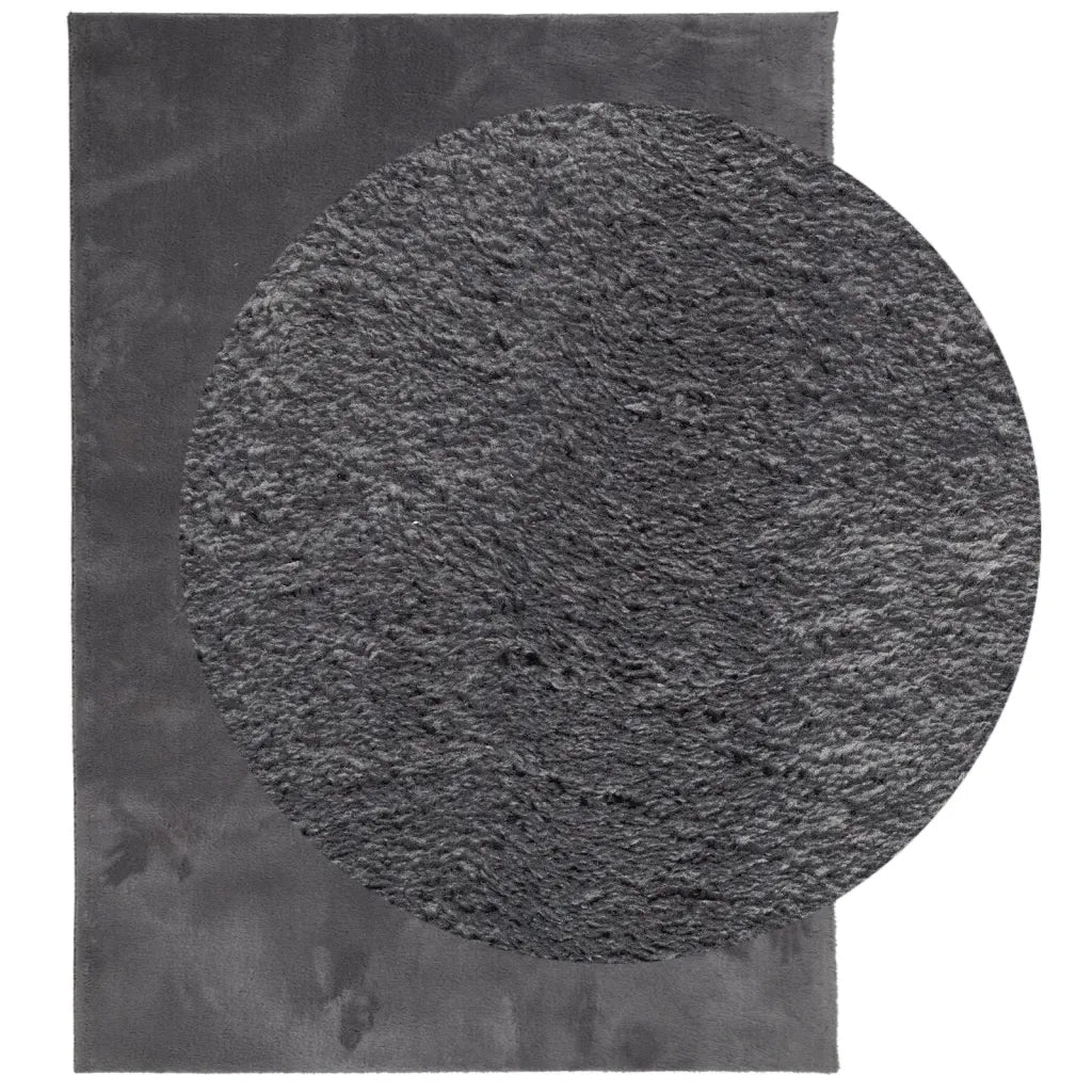 Tappeto Pelo Corto HUARTE Morbido Lavabile Antracite 140x200 cm 375001