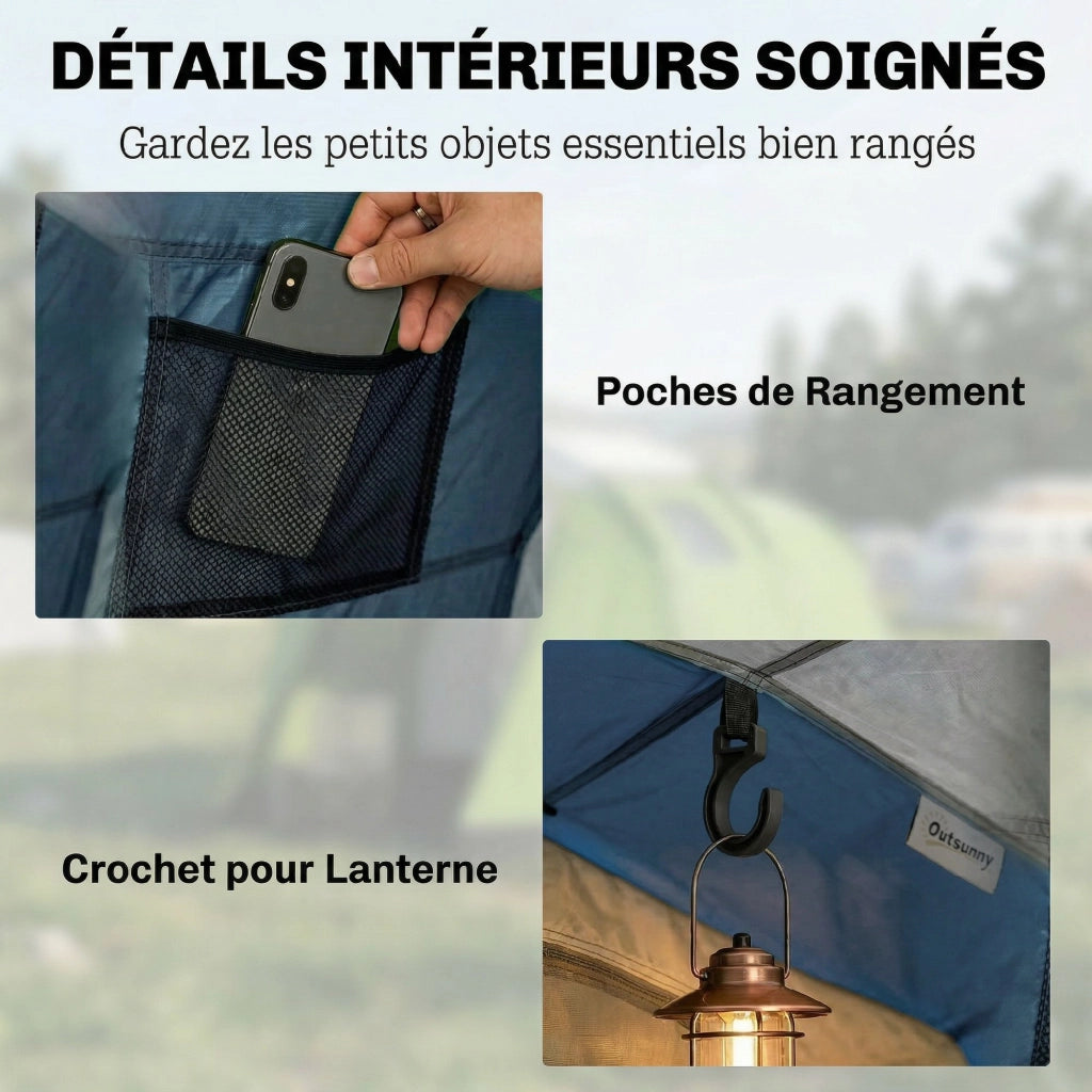 Tenda da campeggio tunnel 4 persone ¨C zephmum ¨C blu scuro 190x300x300 cm