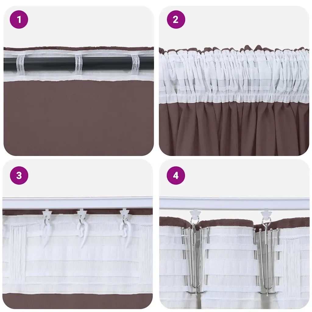 Tende in Velluto con tende 2 pcs Marrone 140 x 140 cm Velluto 4107693