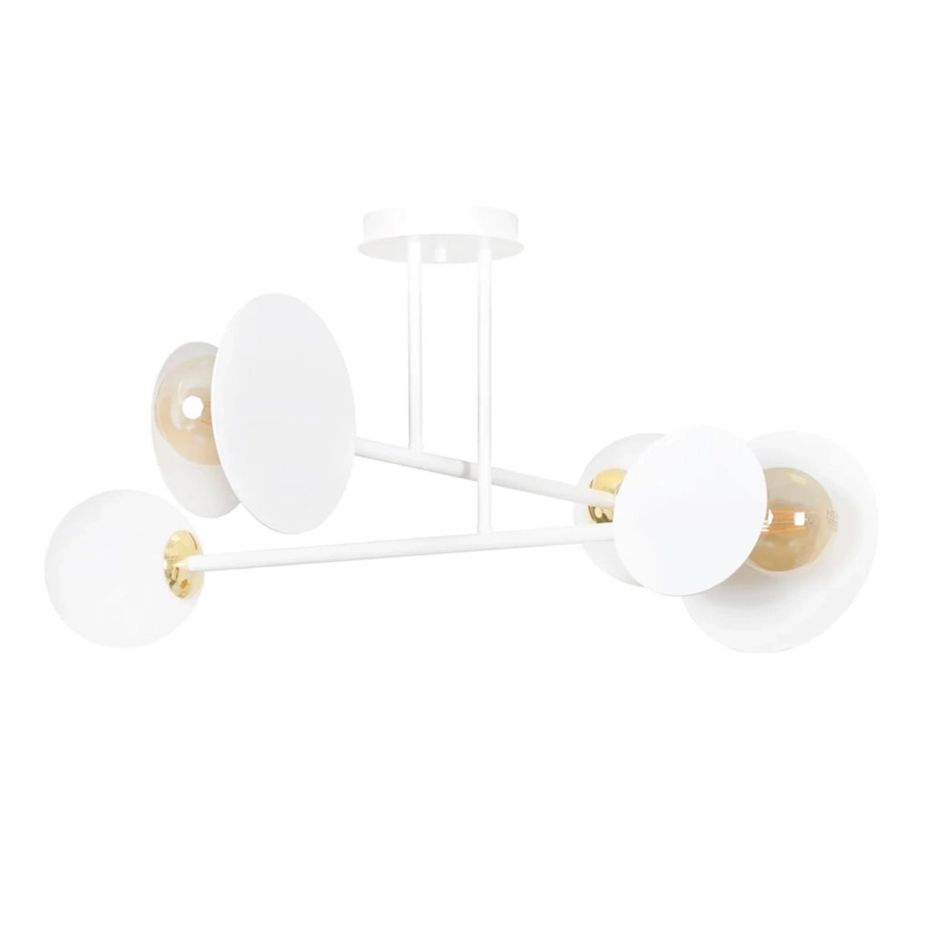 Plafoniera Moderna Inari Acciaio Bianco 4 Luci E27 Ip20