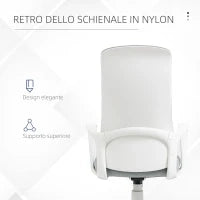Sedia da Ufficio Ergonomica con Altezza Regolabile e Funzione di Inclinazione, 62x56x110-119.5 cm