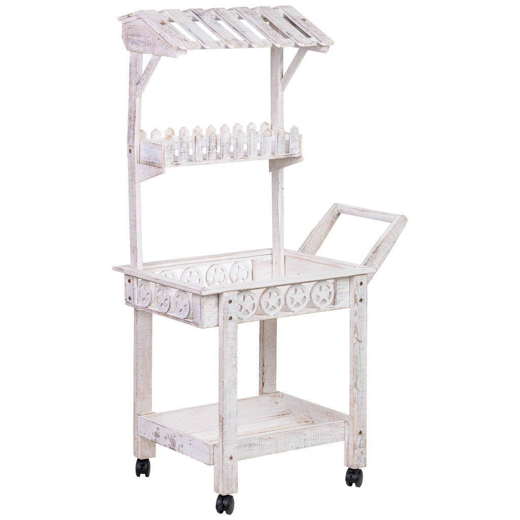 Carrello espositivo-scaffale in legno 80x45x140h cm