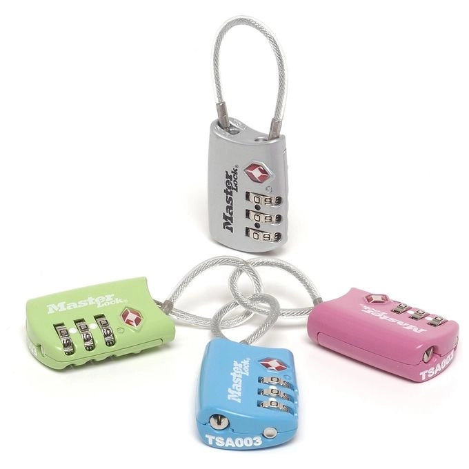 MASTER LOCK 4688EURD lucchetto per bagaglio Lucchetto a combinazione per bagagli Metallo, Vinile Blu, Verde, Grigio, Rosa