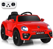 Macchina Elettrica per Bambini Volkswagen Beetle Maggiolino 12V con Telecomando, Auto Elettrico a Pedale, Veicoli con Musica, Fari LED e Clacson, 3-5km/h, Carico 30 kg, 3-8 Anni (Rosso)