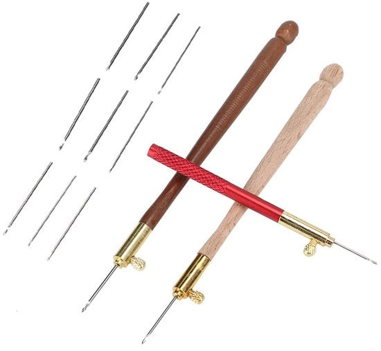 Set di Aghi da Maglia Ergonomiche Antiscivolo - Manico Antislip - Set da 3 - Legno/Rame - Maglia a Telaio/Kralen - Sostenibile e Comfortevole - Aghi da Maglia da 3 mm