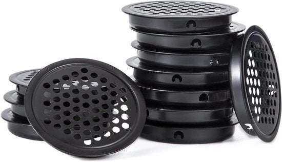 Ventilatore a soffitto in acciaio inossidabile nero 53 mm - Set di 12 pezzi per armadi, cucina, camera da letto e ufficio