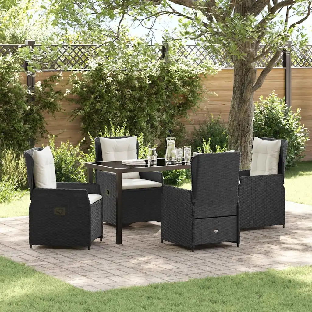 Set da Pranzo per Giardino 5 pcs Nero polyrattan 3380941