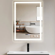 ZMH Specchio da bagno con illuminazione a LED Bagno con funzione touch Specchio da parete bianco