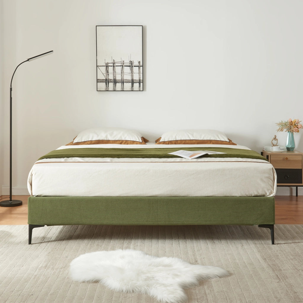 Letto Francese Lilla 140x200 cm con Fodera Protettiva - Verde [en.casa]