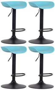 Set di 4 sgabelli da bar Anaheim in plastica blu,nero