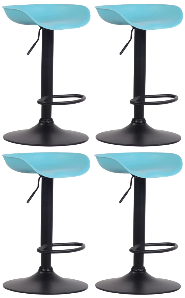 Set di 4 sgabelli da bar Anaheim in plastica blu,nero